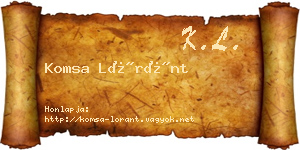 Komsa Lóránt névjegykártya